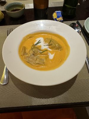 Wontons in a coconut broth   at V Vegan in Hoi An