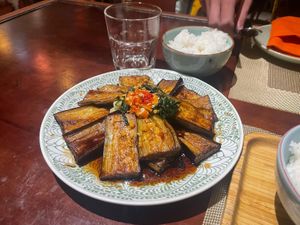 Grilled aubergine that comes with ricee  at V Vegan in Hoi An