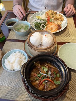 Caramelized tofu / Bao Buns / vegan chicken ricee  at V Vegan in Hoi An