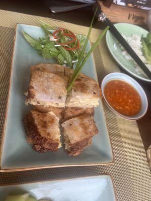 Crispy flat noodle terrine - delicious  at V Vegan in Hoi An