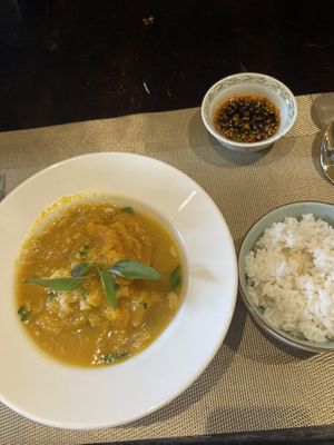 Sautéed pumpkin and garlic with rice-was so good!   at V Vegan in Hoi An