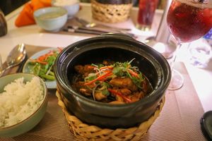 three kinds of tofu claypot at V Vegan in Hoi An