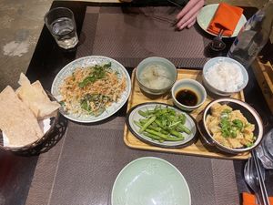 Vegan chicken salad en tofu cheese family meal   at V Vegan in Hoi An