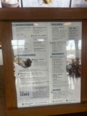 Menu  at The Great Greek Mediterranean Grill in Mount Pleasant