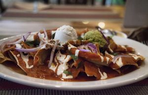 Vegan chilaquiles at Vegan Planet in Cancun