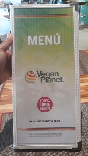 Menu at Vegan Planet in Cancun