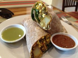 Vegan burritos  at Vegan Planet in Cancun