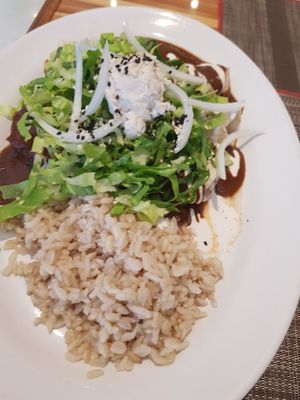 Rice and mexican dish at Vegan Planet in Cancun