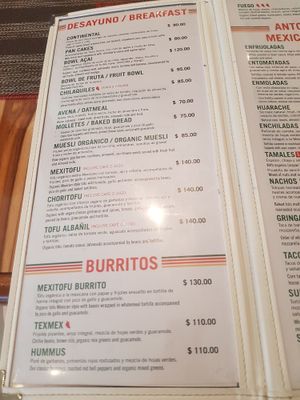 Menu 3 at Vegan Planet in Cancun