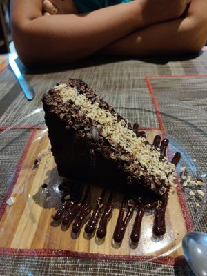 Vegan chocolate cake at Vegan Planet in Cancun