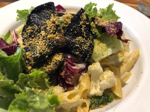 Pasta Alfredo at Vegan Planet in Cancun