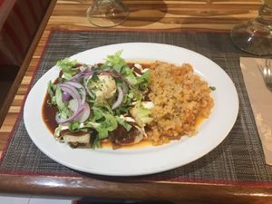 Enchiladas at Vegan Planet in Cancun