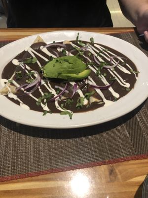 Enfrijoladas riquísimas y excelente presentación  at Vegan Planet in Cancun