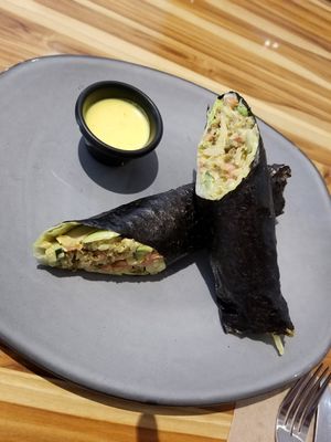 Raw nori burrito at Vegan Planet in Cancun