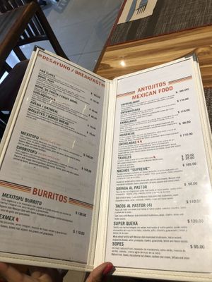 Big menu  at Vegan Planet in Cancun