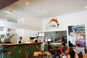 inside at Vegan Planet in Cancun