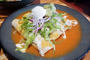 Entomatadas at Vegan Planet in Cancun