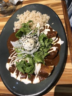 Enmoladas  at Vegan Planet in Cancun