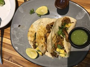 Tacos de “al pastor" at Vegan Planet in Cancun