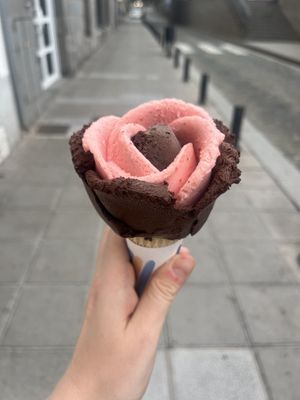Chocolate and strawberry   at Casa del Helado in Gran Canaria