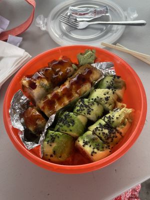 Death Free Foodie Roll and sweet potato roll  at Samurai Sombrero in Tucson