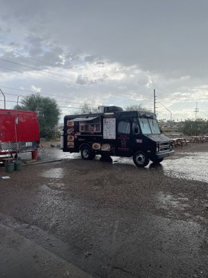 The truck at The Pit during a monsoon.  at Samurai Sombrero in Tucson