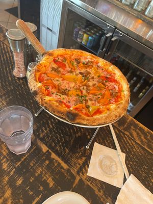 Beyond sausage pizza   at F&D Woodfired Italian Kitchen in Longwood