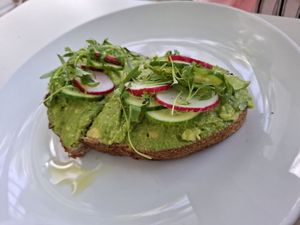 Avocado toast at Pura Vida - Sunset Harbor in Miami Beach