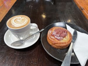 Rhubarb danish  at Black Lion Bakery & Cafe in Wellington