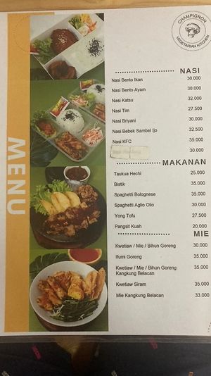 Menu  at Champignon Vegetarian Kitchen in Jakarta