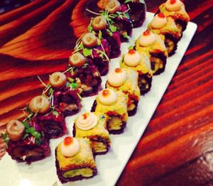 Mushroom roll and Sriracha mango roll! at Beyond Sushi - Union Square in New York City