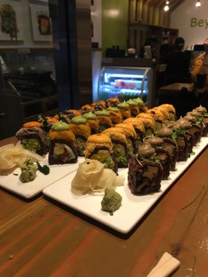 4 different types of sushi  at Beyond Sushi - Union Square in New York City