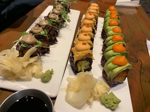 Mighty Mushroom, Spicy Mang, Pickle Me at Beyond Sushi - Union Square in New York City