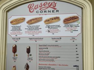 Casey’s corner menu  at Disneyland - Casey's Corner in Chessy