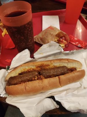 Vegan hot dog at Disneyland - Casey's Corner in Chessy