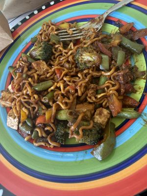 Veggie wok with tofu added  at Bon Wokkie in Kralendijk