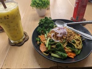 Phuket noodles can be made vegan. With some passion fruit juice:) at ZomPaul Eatery in Phuket