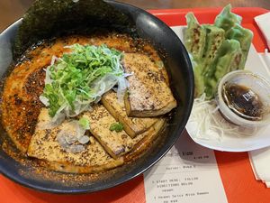 Vegan ramen & vegan potstickers  at Yugiri Ramen Project in Sanford