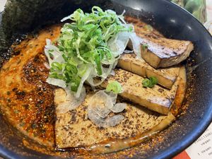 Closeup vegan ramenn  at Yugiri Ramen Project in Sanford