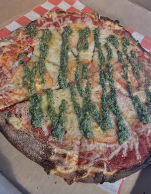 Margarita with basil pesto drizzled   at Lojax Good Eats in Sanford