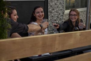 Friends enjoying happy hour on the patio at Maurya's Indian Restaurant in Downtown Kamloops. #patiovibes #craftcocktails #EastIndianBar  at Maurya's.Rest.Bar.Banquet in Kamloops