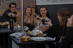 Friends enjoying happy hour on the patio at Maurya's Indian Restaurant in Downtown Kamloops. #patiovibes #craftcocktails #EastIndianBar  at Maurya's.Rest.Bar.Banquet in Kamloops
