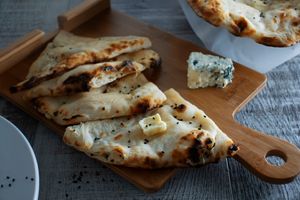 Maurya's Blue cheese naan, vegetarian! at Maurya's.Rest.Bar.Banquet in Kamloops