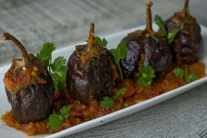 Vegan Eggplant Shanks at Maurya's at Maurya's.Rest.Bar.Banquet in Kamloops