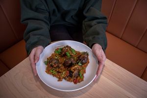 Vegan Eggplant Shanks at Maurya's at Maurya's.Rest.Bar.Banquet in Kamloops