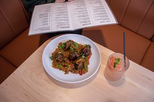 Vegan Eggplant Shanks at Maurya's at Maurya's.Rest.Bar.Banquet in Kamloops