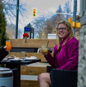 Apple Amaretto Sour is great craft cocktail to have on the Maurya's Patio! Maurya's is Kamloops's 1ST East Indian Craft Cocktail Bar! at Maurya's.Rest.Bar.Banquet in Kamloops