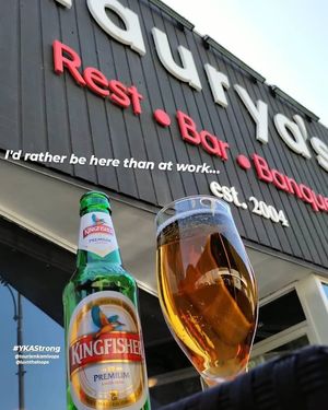 Kingfisher Indian lager at Maurya's.Rest.Bar.Banquet in Kamloops