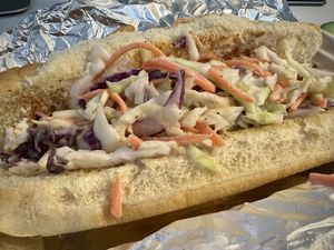 BBQ slaw dog   at Doggone Vegan in Huntsville