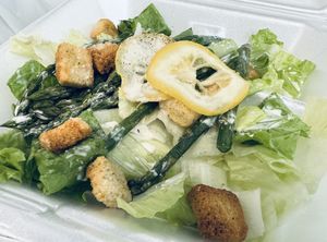 Lemon Caesar Salad with Asparagus   at Doggone Vegan in Huntsville